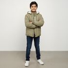 Boys Olive Hooded Puffer Jacket, Olive, small image number null